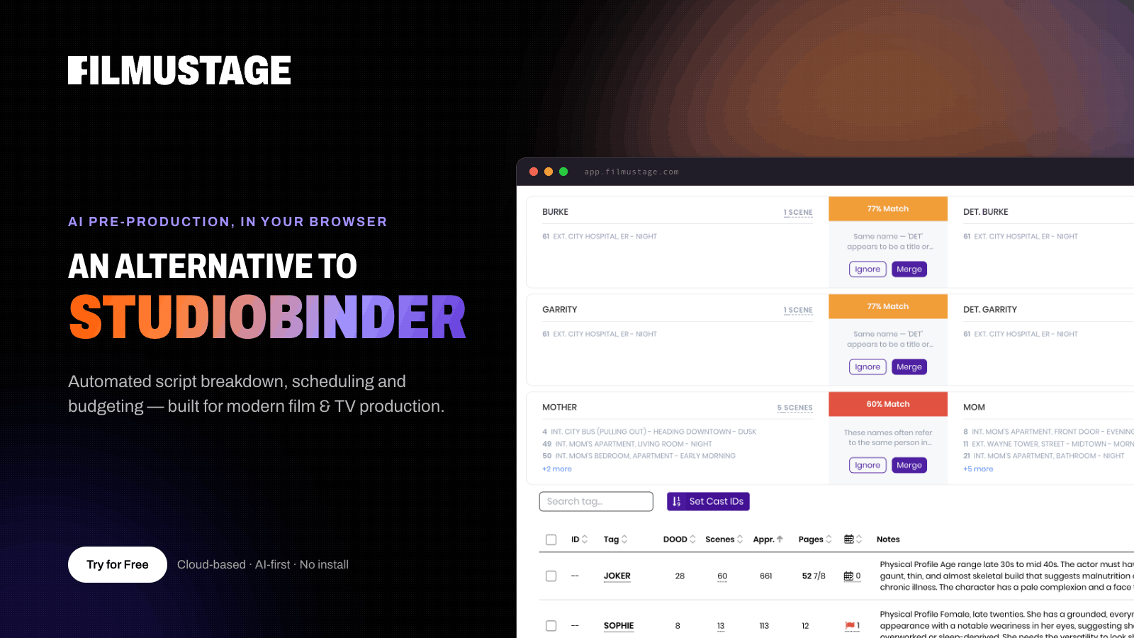 Filmustage as an Alternative to StudioBinder